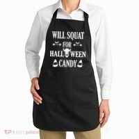 Will Squat For Halloween Candy Halloween Quote Apron thumb 2