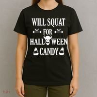 Will Squat For Halloween Candy Halloween Quote T-Shirt thumb 4