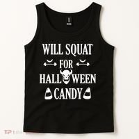 Will Squat For Halloween Candy Halloween Quote Tank Top thumb 2