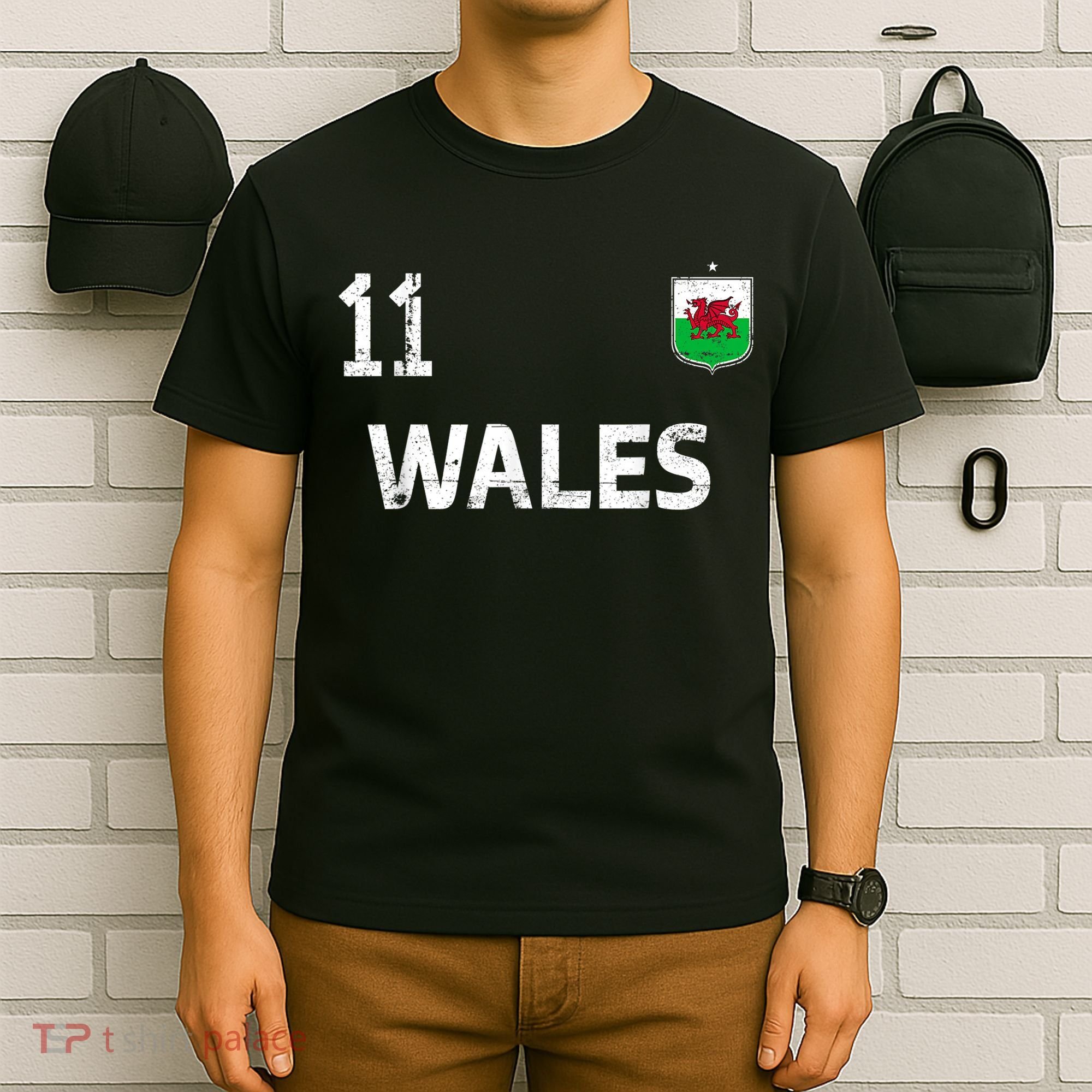 Wales Soccer Fans Jersey Welsh Flag Football Lovers T-Shirt