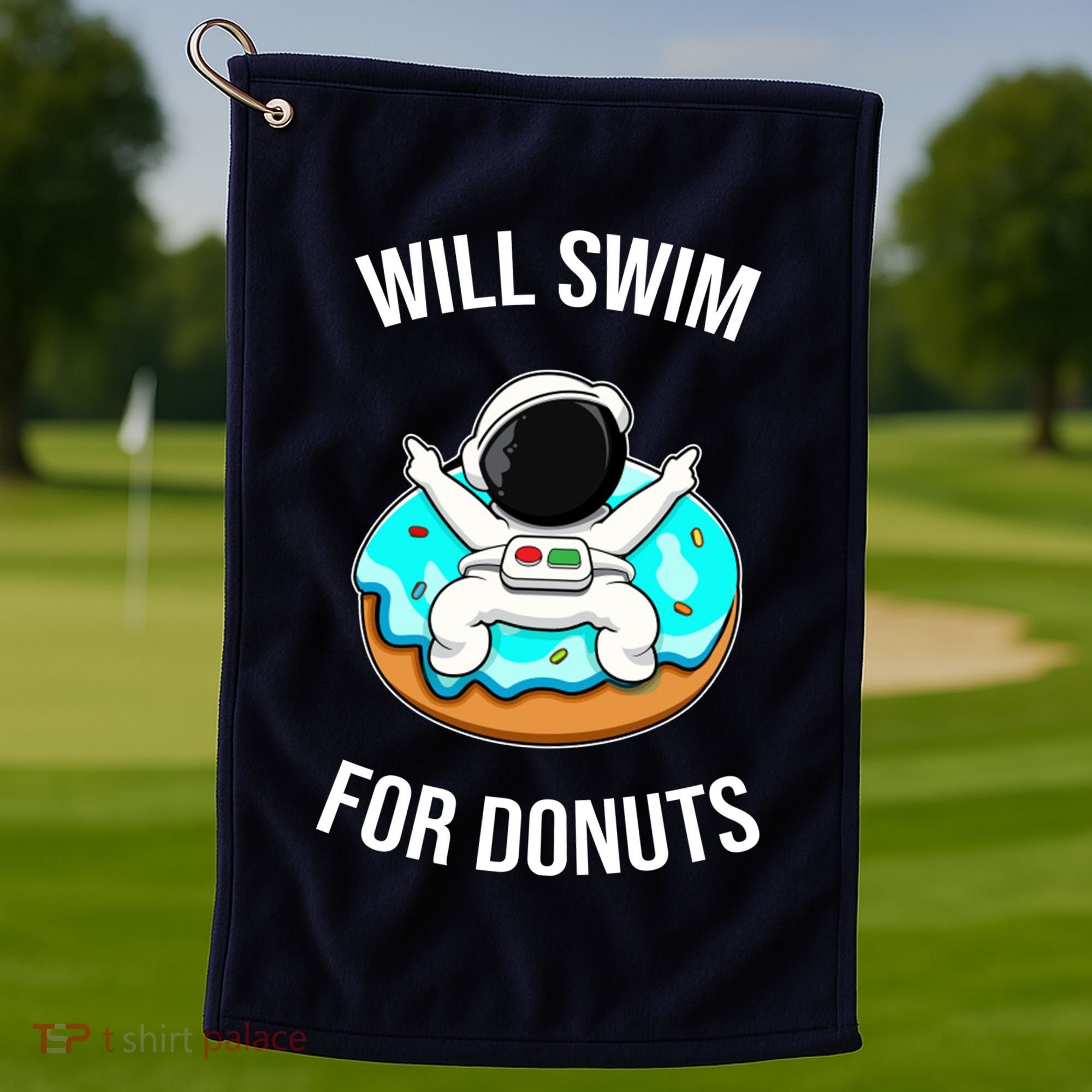 Will Swim For Donuts Golf Towel