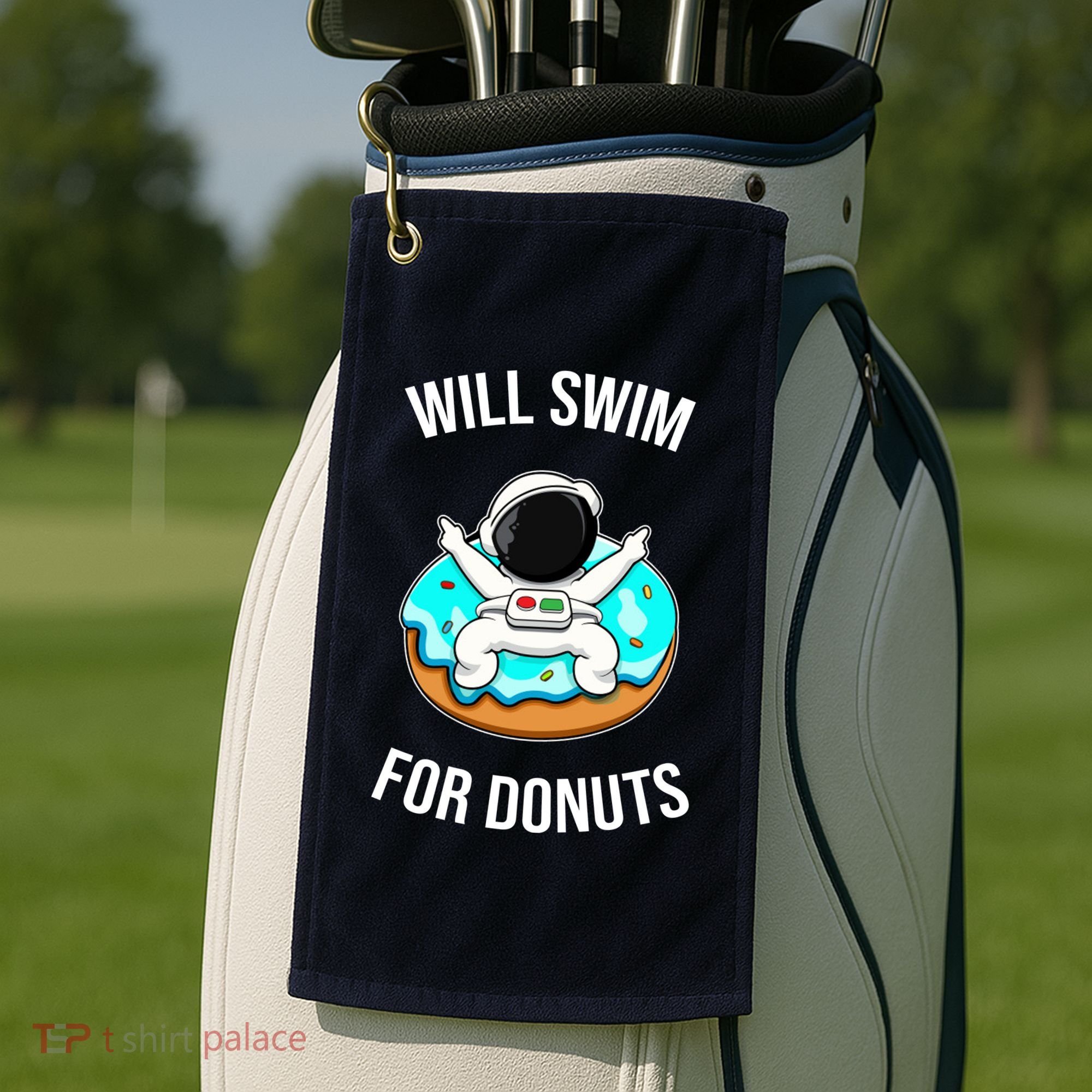 Will Swim For Donuts Golf Towel