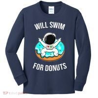 Will Swim For Donuts Kids Long Sleeve Shirt thumb 0