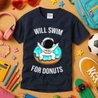 Will Swim For Donuts Kids T-Shirt thumb 3