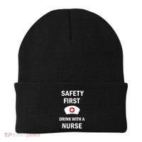 Wo Safety First With A Nurse Funny Medical Job Cute Gift Beanie thumb 0