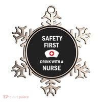 Wo Safety First With A Nurse Funny Medical Job Cute Gift Ornament thumb 0