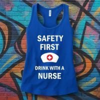 Wo Safety First With A Nurse Funny Medical Job Cute Gift Women's Tank Top thumb 3