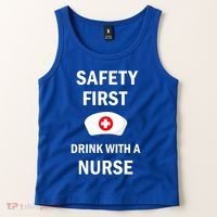 Wo Safety First With A Nurse Funny Medical Job Cute Gift Tank Top thumb 2