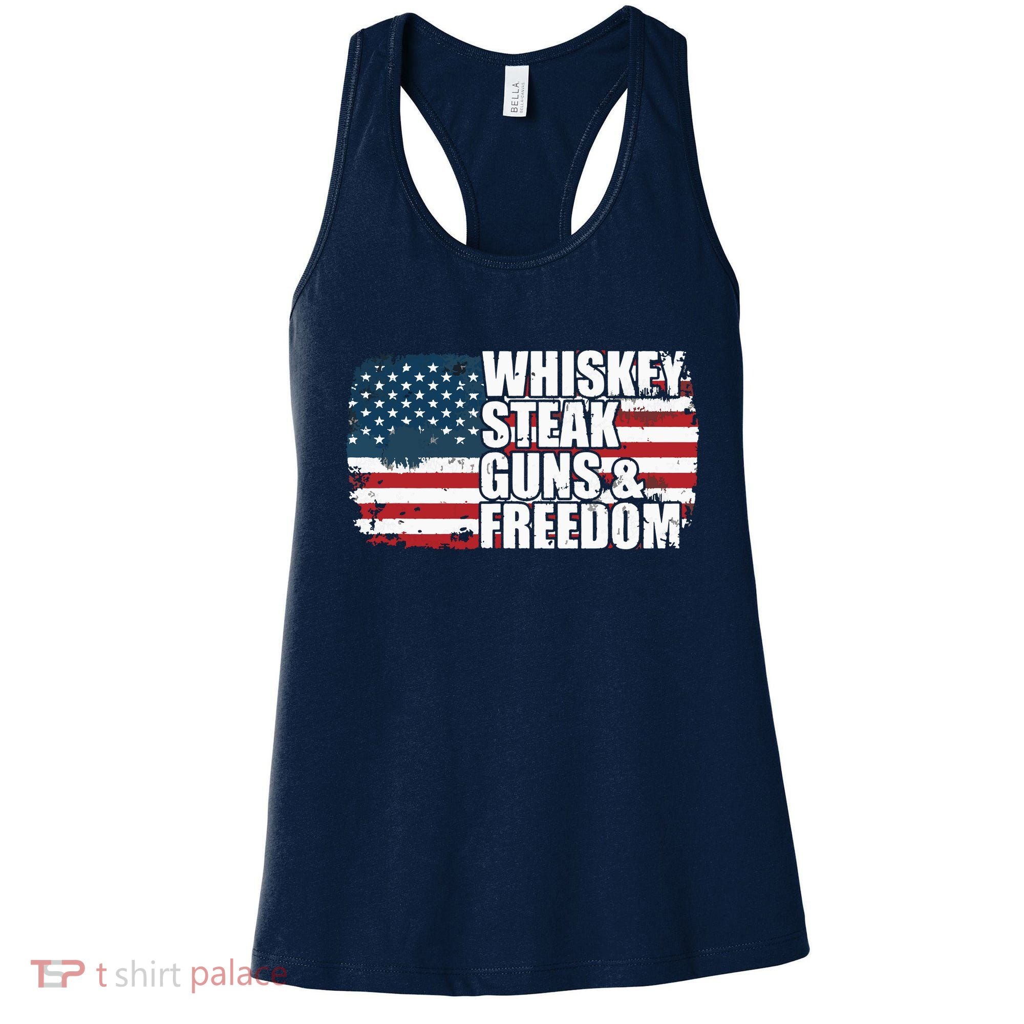 Whiskey Steak Guns And Freedom Patriotic Flag 4th Of July Women's Tank Top