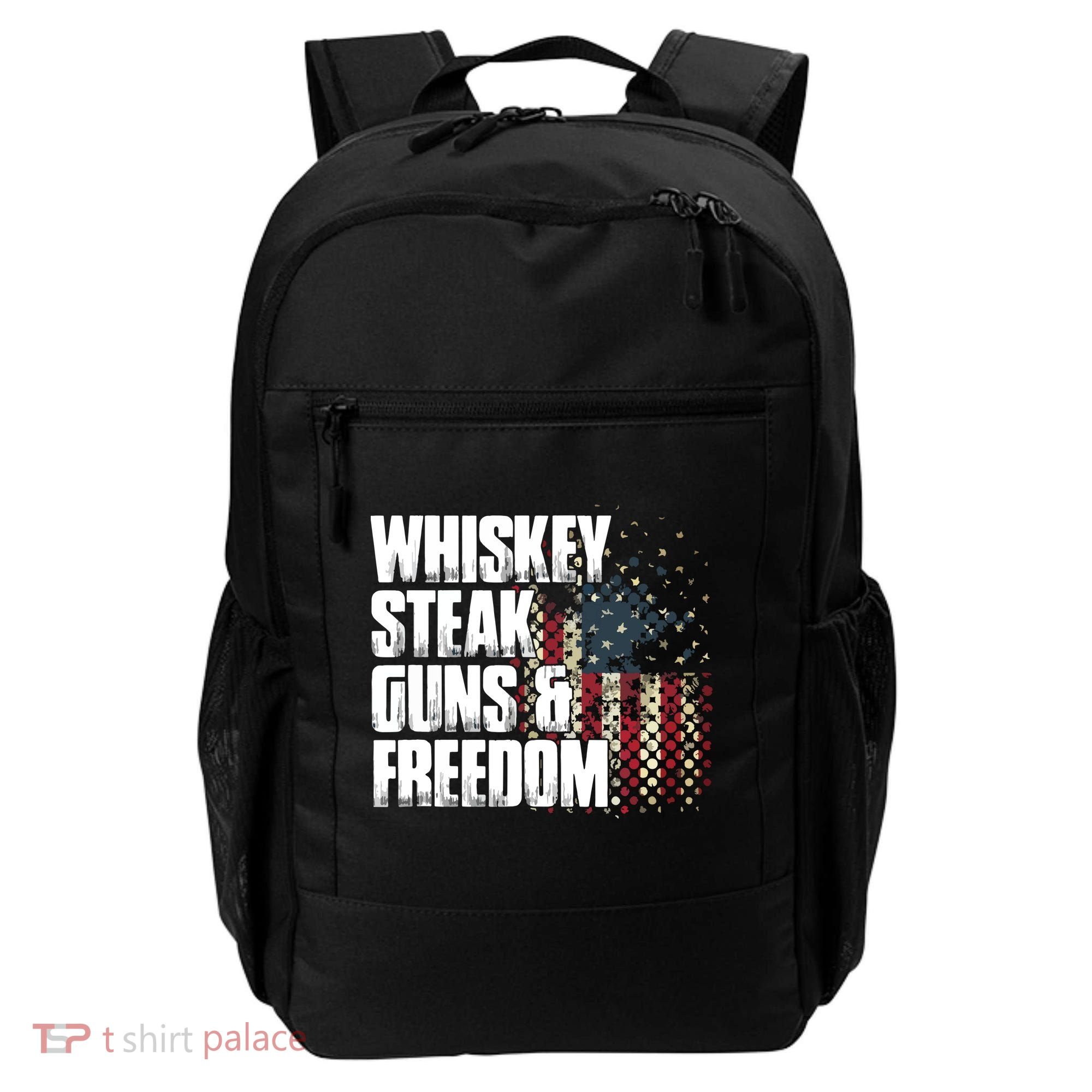 Whiskey Steak Guns Freedom Patriotic Flag Gift Backpack