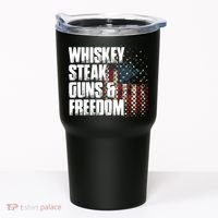 Whiskey Steak Guns Freedom Patriotic Flag Gift Tumbler thumb 0