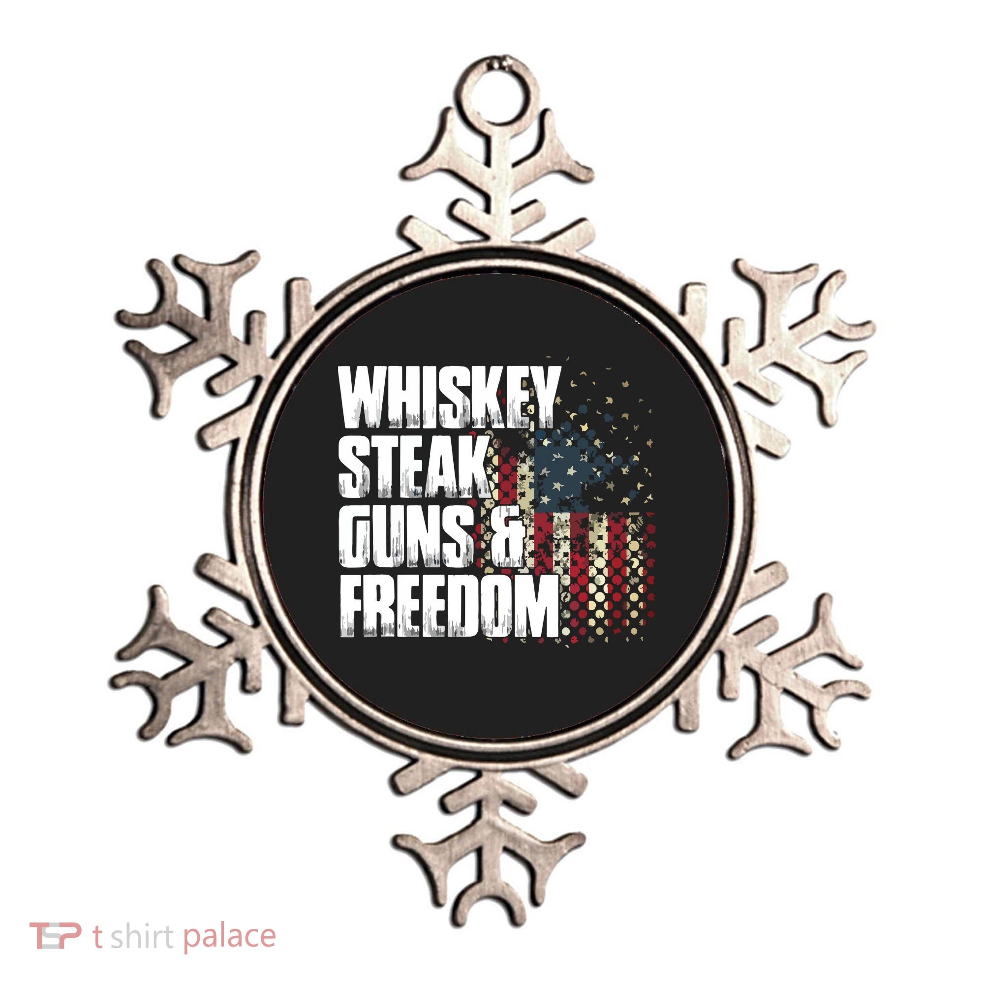 Whiskey Steak Guns Freedom Patriotic Flag Gift Ornament