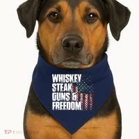 Whiskey Steak Guns Freedom Patriotic Flag Gift USA-Made Doggie Bandana thumb 1