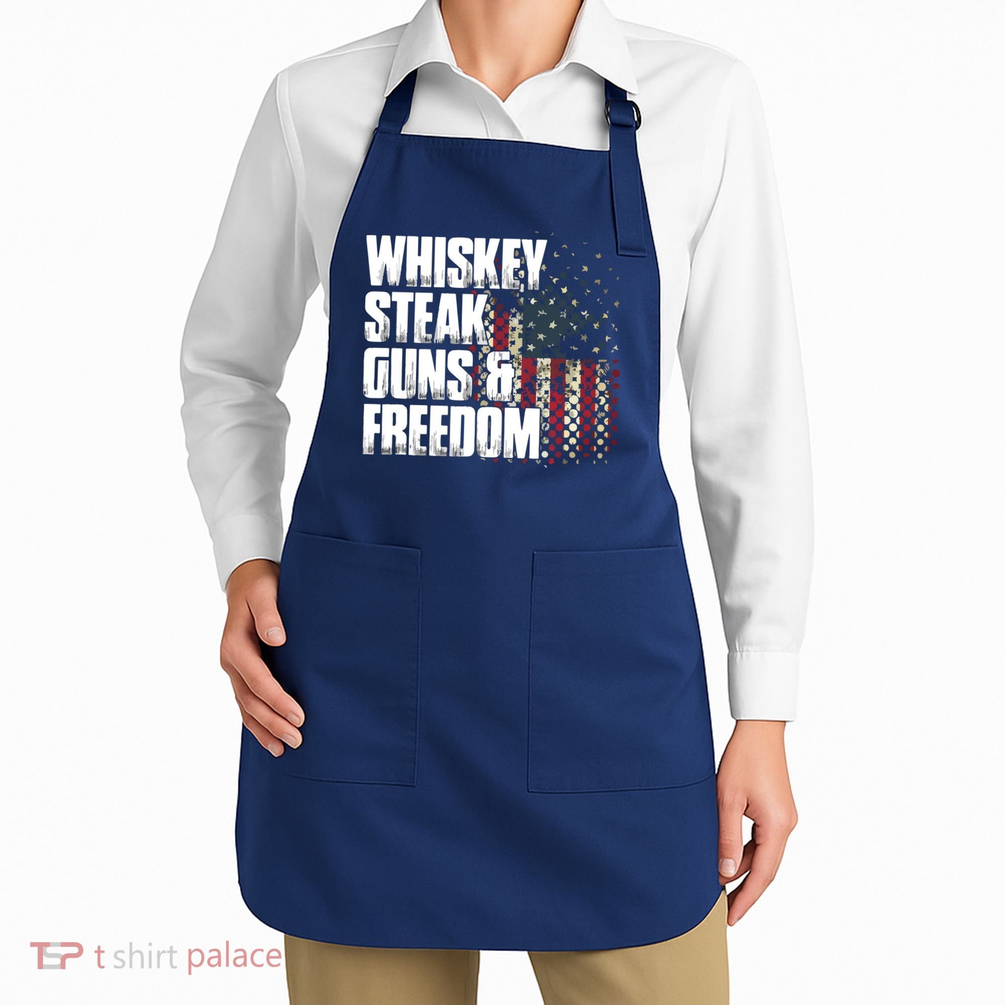 Whiskey Steak Guns Freedom Patriotic Flag Gift Apron