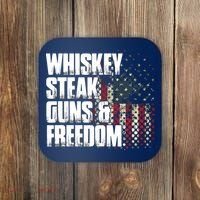 Whiskey Steak Guns Freedom Patriotic Flag Gift Coaster thumb 0