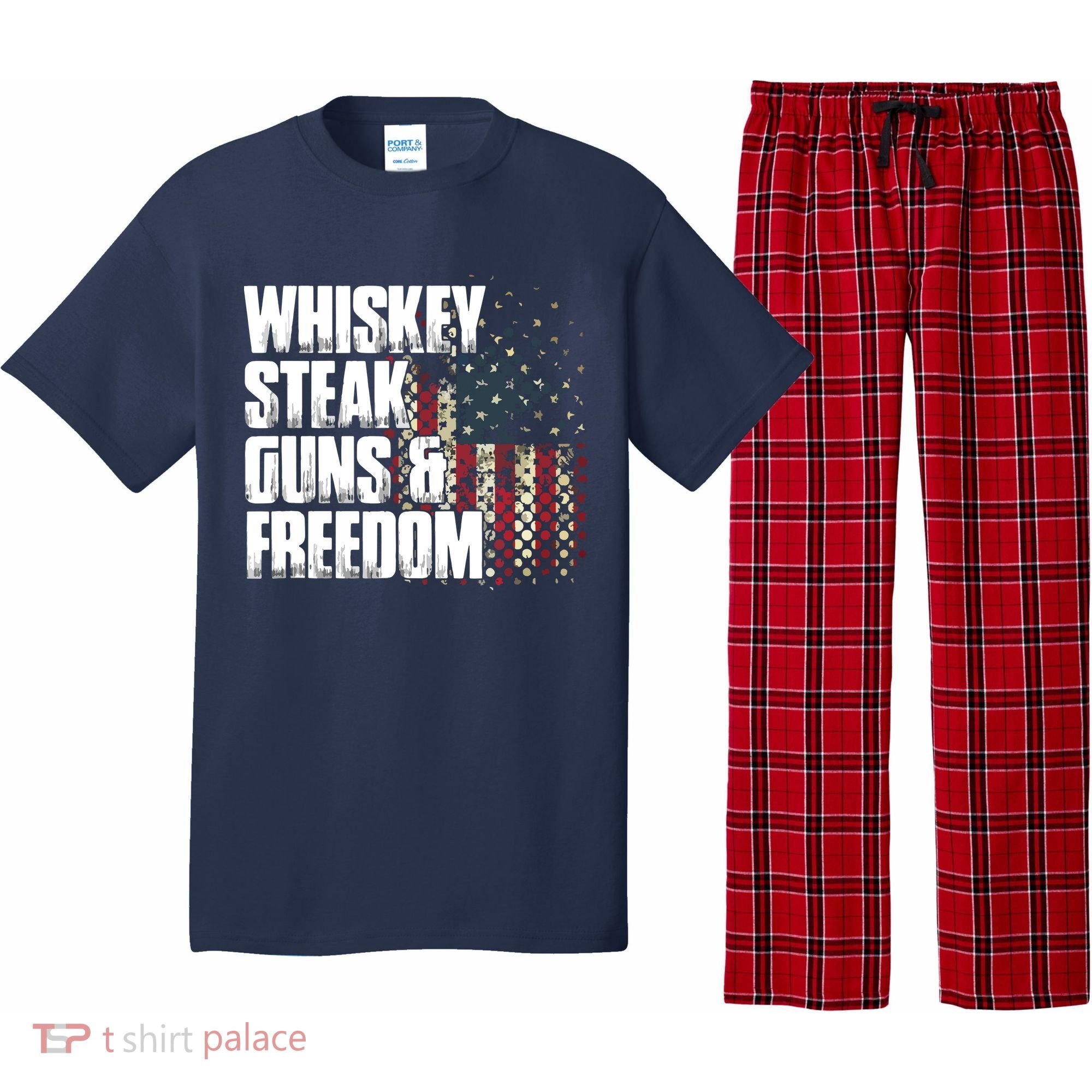 Whiskey Steak Guns Freedom Patriotic Flag Gift Pajama Set