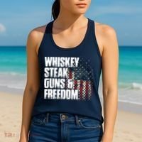 Whiskey Steak Guns Freedom Patriotic Flag Gift Women's Tank Top thumb 2