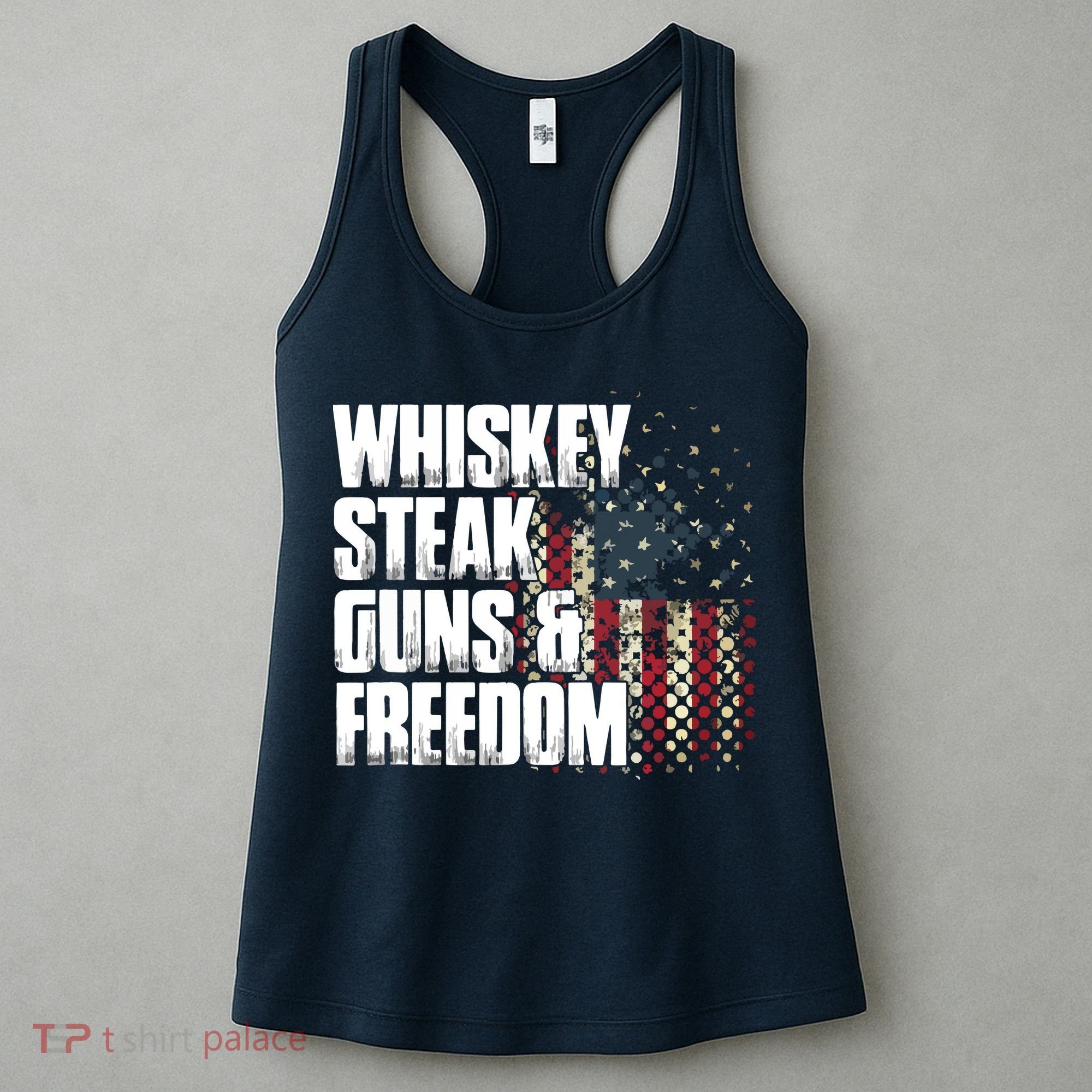 Whiskey Steak Guns Freedom Patriotic Flag Gift Women's Tank Top