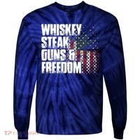 Whiskey Steak Guns Freedom Patriotic Flag Gift Tie-Dye Long Sleeve Shirt thumb 0
