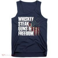 Whiskey Steak Guns Freedom Patriotic Flag Gift Tank Top thumb 0