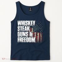 Whiskey Steak Guns Freedom Patriotic Flag Gift Tank Top thumb 2