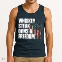 Whiskey Steak Guns Freedom Patriotic Flag Gift Tank Top thumb 3