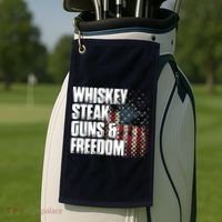 Whiskey Steak Guns Freedom Patriotic Flag Gift Golf Towel thumb 2