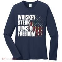Whiskey Steak Guns Freedom Patriotic Flag Gift Women's Long Sleeve Shirt thumb 0