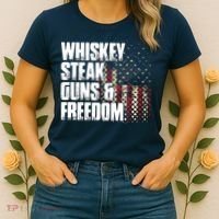 Whiskey Steak Guns Freedom Patriotic Flag Gift Women's T-Shirt thumb 2