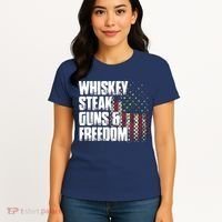 Whiskey Steak Guns Freedom Patriotic Flag Gift Women's T-Shirt thumb 4