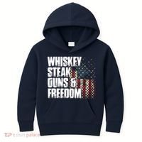Whiskey Steak Guns Freedom Patriotic Flag Gift Kids Hoodie thumb 0