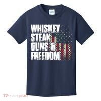 Whiskey Steak Guns Freedom Patriotic Flag Gift Kids T-Shirt thumb 0