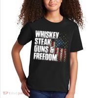 Whiskey Steak Guns Freedom Patriotic Flag Gift Kids T-Shirt thumb 2