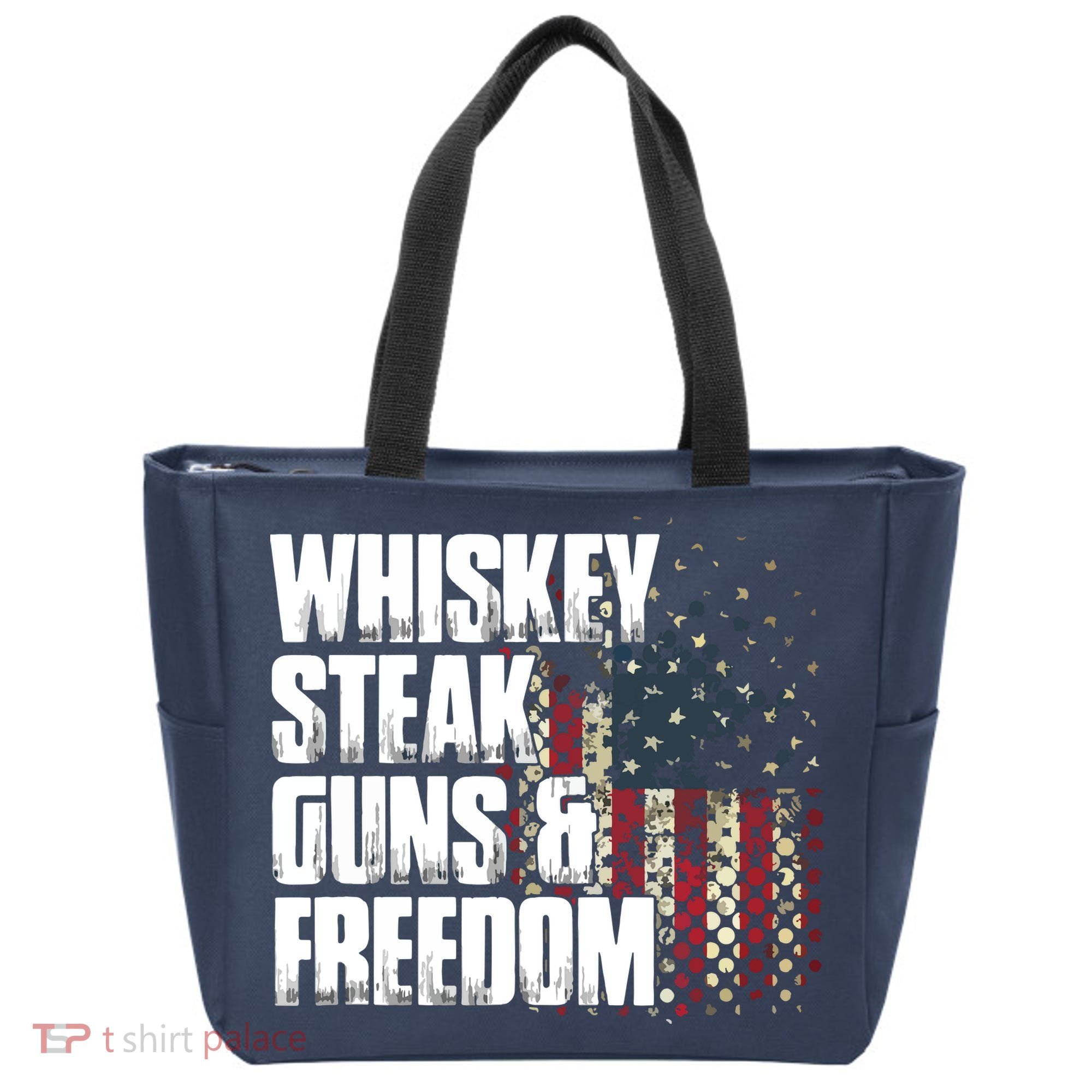 Whiskey Steak Guns Freedom Patriotic Flag Gift Tote Bag