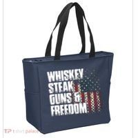 Whiskey Steak Guns Freedom Patriotic Flag Gift Tote Bag thumb 2