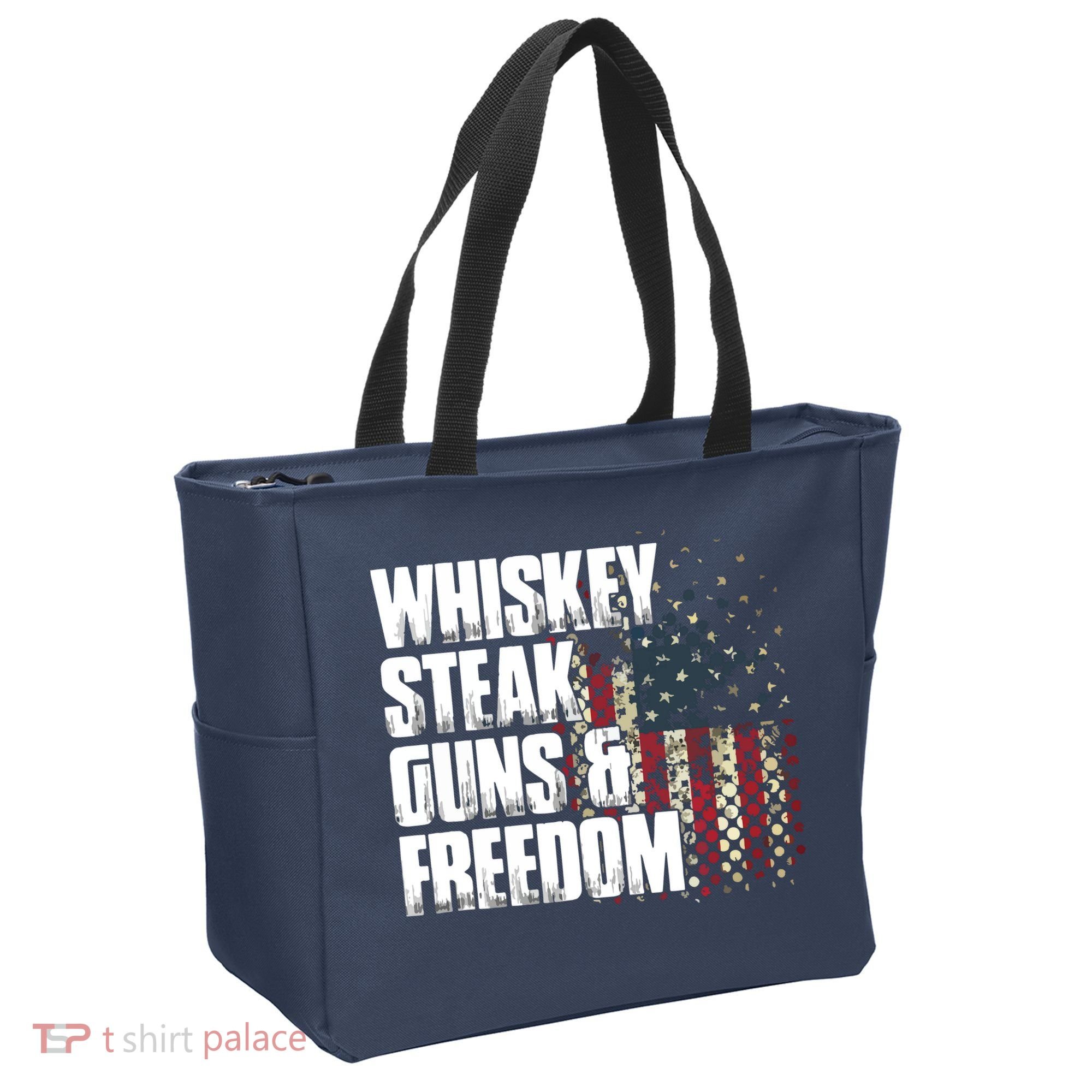 Whiskey Steak Guns Freedom Patriotic Flag Gift Tote Bag