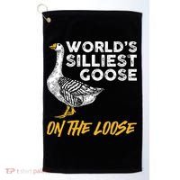 World's Silliest Goose On The Loose Funny Golf Towel thumb 0