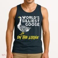 Worlds Silliest Goose On The Loose Funny Tank Top thumb 3