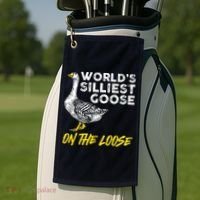 Worlds Silliest Goose On The Loose Funny Golf Towel thumb 2