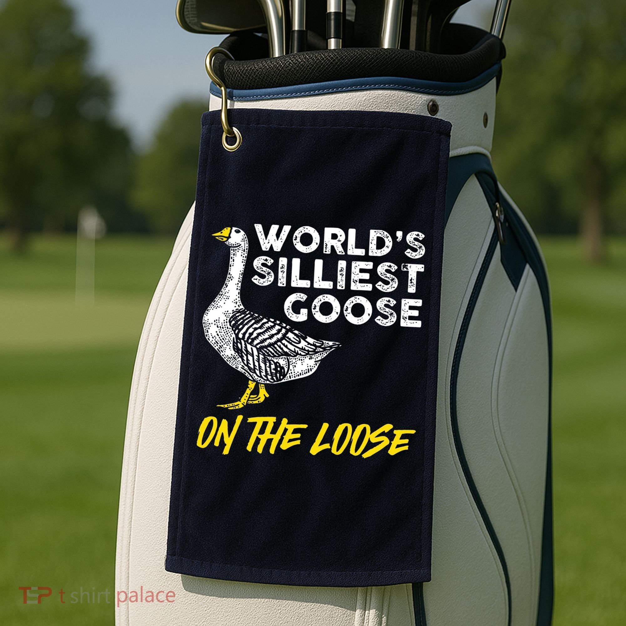 Worlds Silliest Goose On The Loose Funny Golf Towel