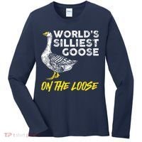 Worlds Silliest Goose On The Loose Funny Women's Long Sleeve Shirt thumb 0