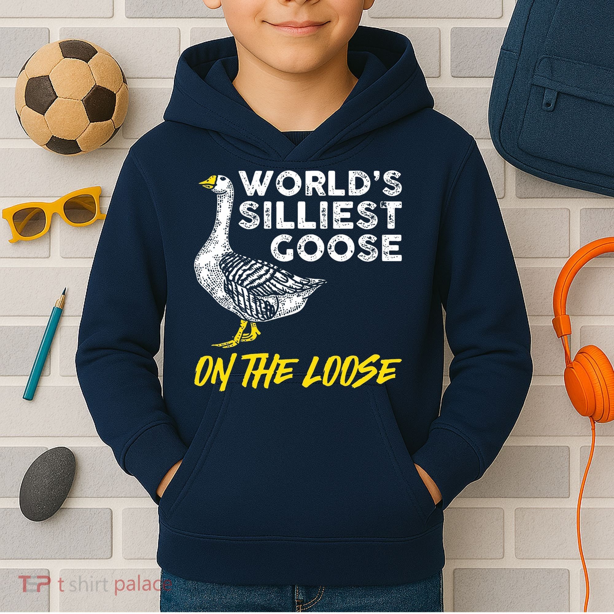 Worlds Silliest Goose On The Loose Funny Kids Hoodie
