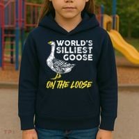 Worlds Silliest Goose On The Loose Funny Kids Hoodie thumb 3