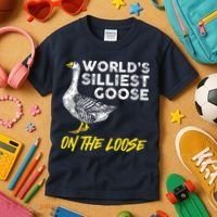 Worlds Silliest Goose On The Loose Funny Kids T-Shirt thumb 3