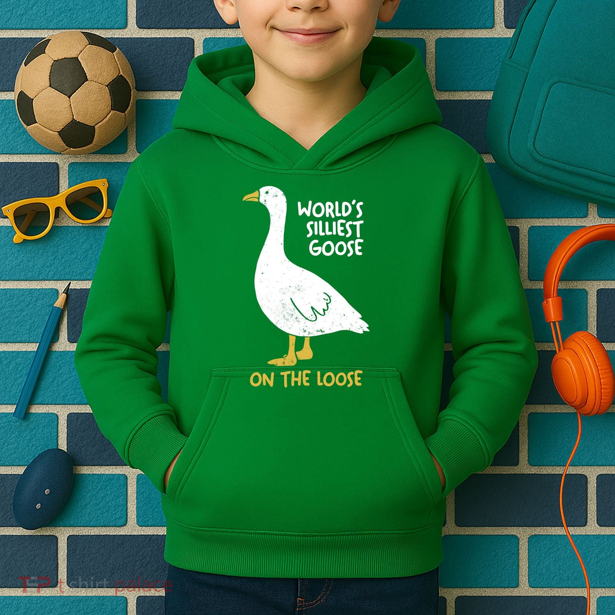 Worlds Silliest Goose On The Loose Kids Hoodie
