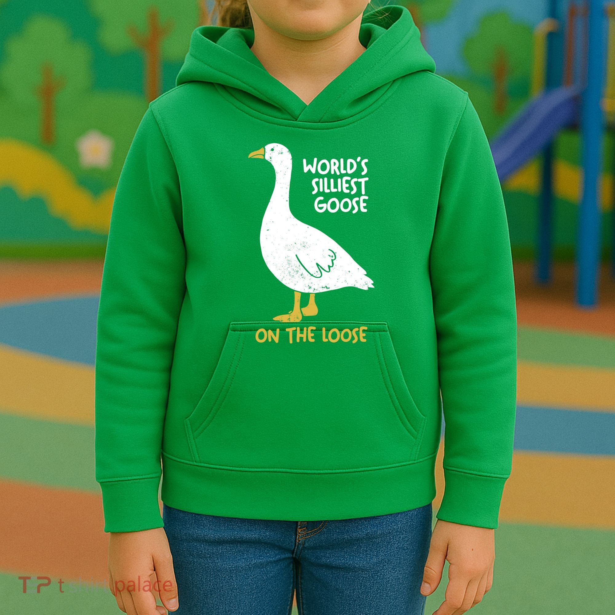 Worlds Silliest Goose On The Loose Kids Hoodie