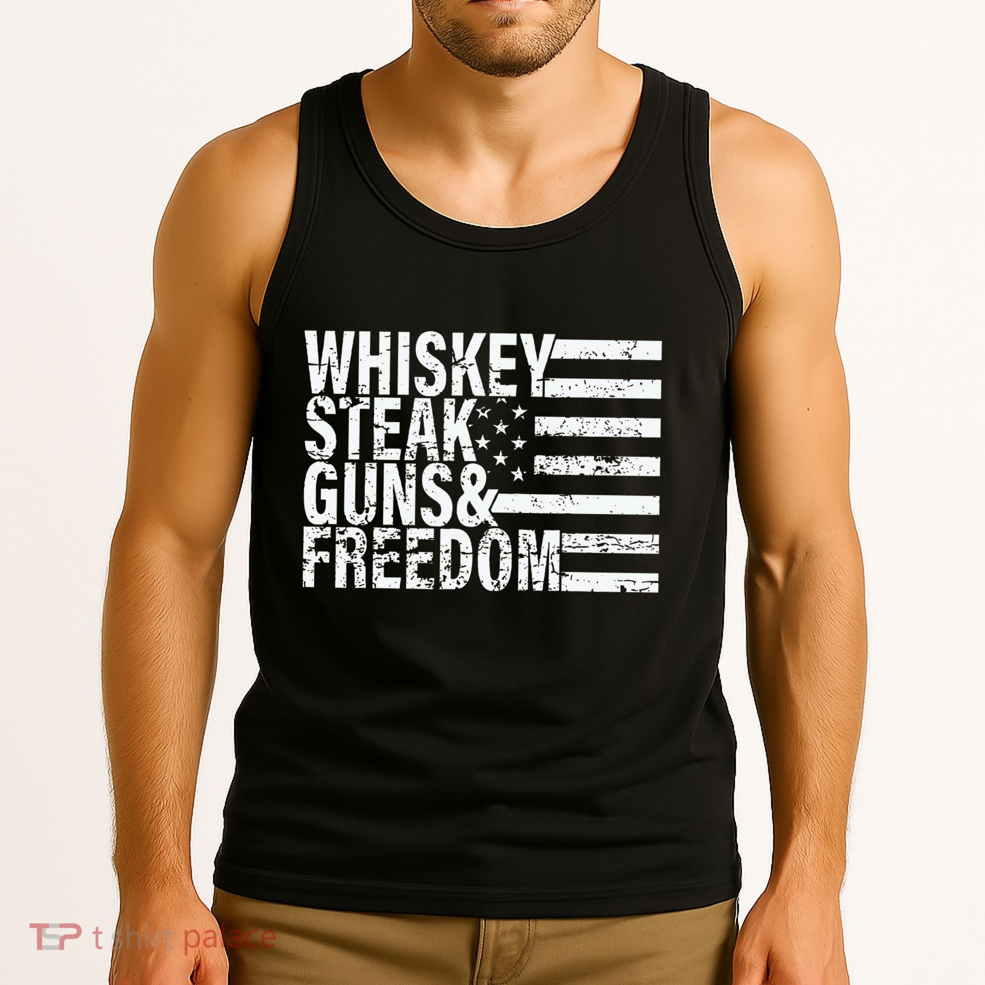 Whiskey Steak Guns And Freedom Pro America Tank Top