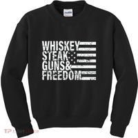 Whiskey Steak Guns And Freedom Pro America Kids Sweatshirt thumb 0