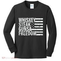 Whiskey Steak Guns And Freedom Pro America Kids Long Sleeve Shirt thumb 0