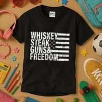 Whiskey Steak Guns And Freedom Pro America Kids T-Shirt thumb 3